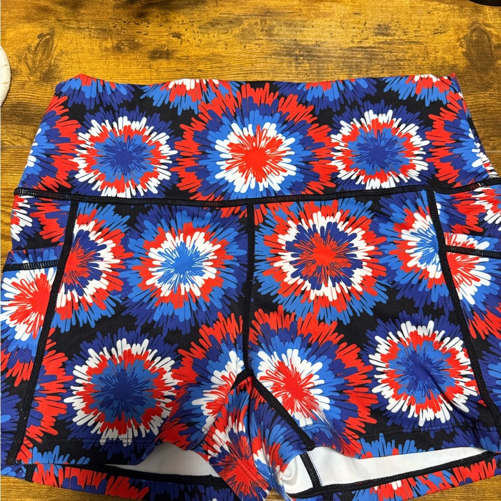 Constantly Varied Gear Women's Athletic Shorts - Red, Blue, White Pattern